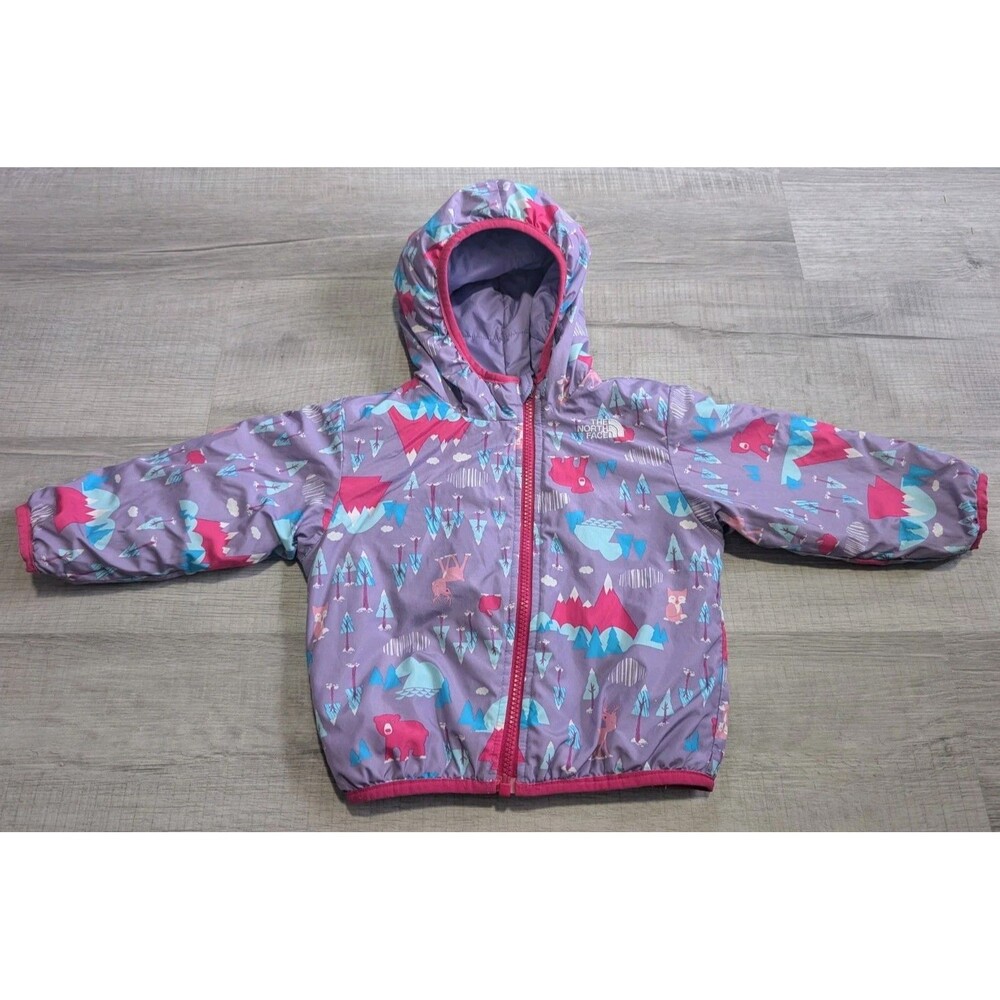 The North Face Baby Reversible Jacket Unicorns Girls Sz 12-18 Months Purple